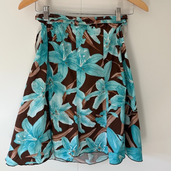 Early 2000s Blue&Brown Belted Skirt - Picture 1 of 3